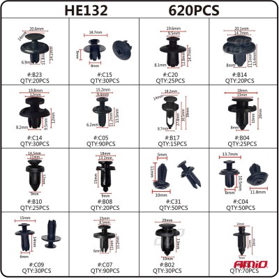 Juego de grapas (clips) para carrocería de 620 piezas