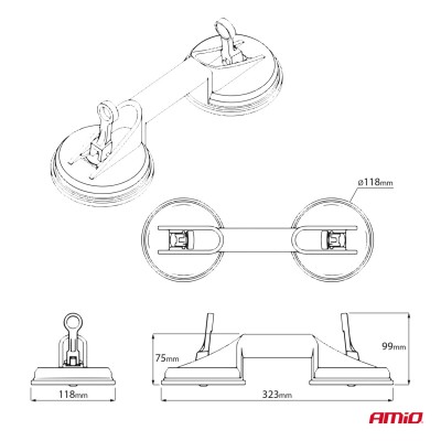 Ventosa para parabrisas-doble