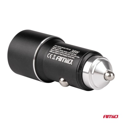 Cargador mechero  para coche en aluminio PCH PRO-08 USB-C+USB 38W 12/24V