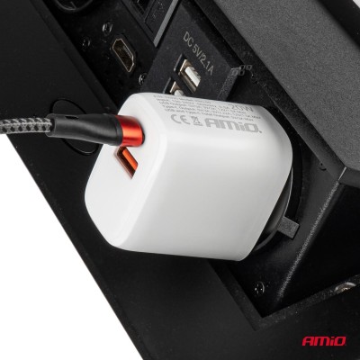 Cargador de pared PRO-09 USB+USB-C 20W Quick Charge 230V