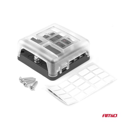 Caja de fusibles 6 vías con distribuidor de negativo e indicador led