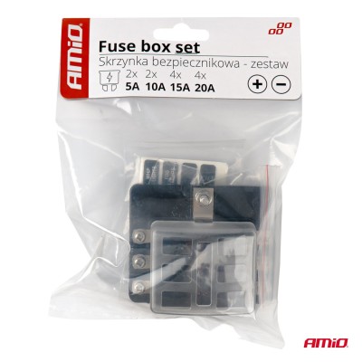 Caja de fusibles 6 vías con entrada negativa e indicador LED  + 12 fusibles