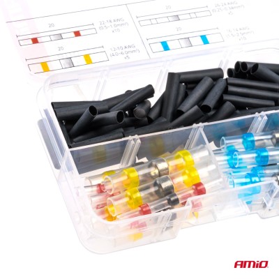 estuche Terminales de Soldadura y tubos termorretractiles variados 100 piezas