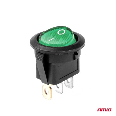 Interruptor Redondo Verde 12/24V 20A ON/OFF