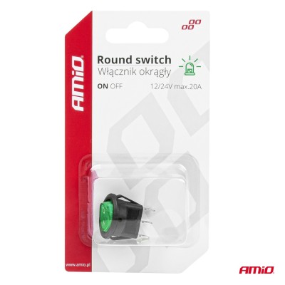 Interruptor Redondo Verde 12/24V 20A ON/OFF