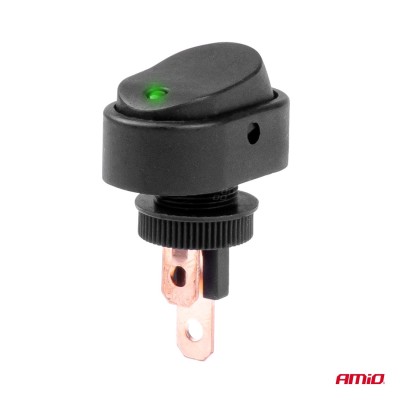 Interruptor ovalado Piloto Verde 12/24V max 30A ON/OFF