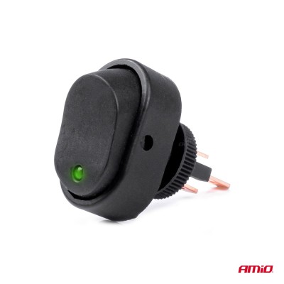 Interruptor ovalado Piloto Verde 12/24V max 30A ON/OFF