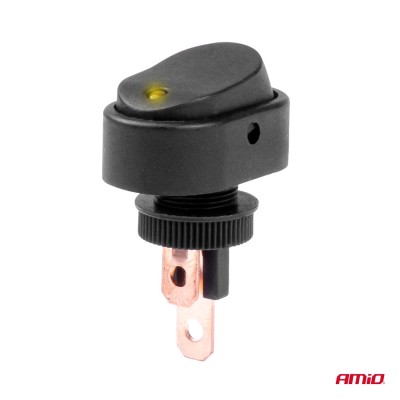 Interruptor ovalado Piloto Amarillo 12/24V max 30A ON/OFF