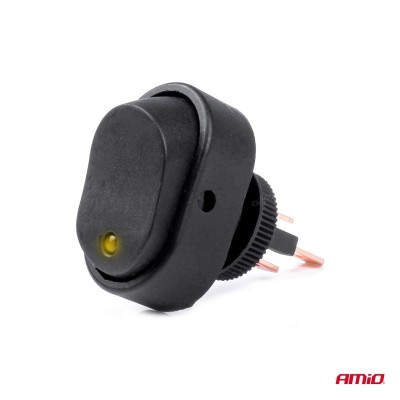 Interruptor ovalado Piloto Amarillo 12/24V max 30A ON/OFF
