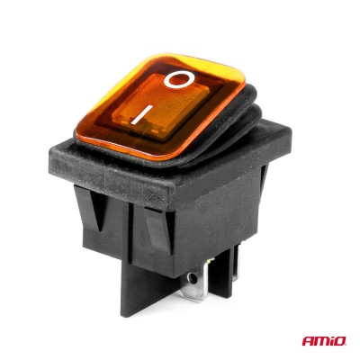 Interruptor Rectangular Amarillo (Iluminado) 12/24V max 20A ON/OFF