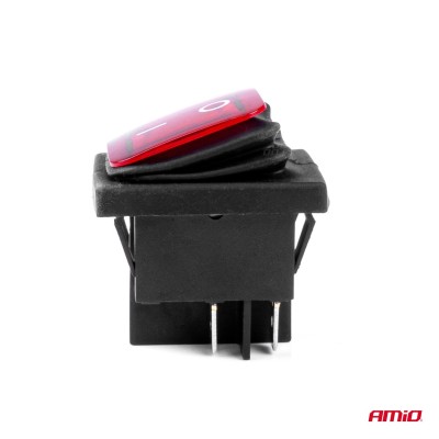Interruptor Rectangular Rojo (Iluminado) 12/24V max 20A ON/OFF