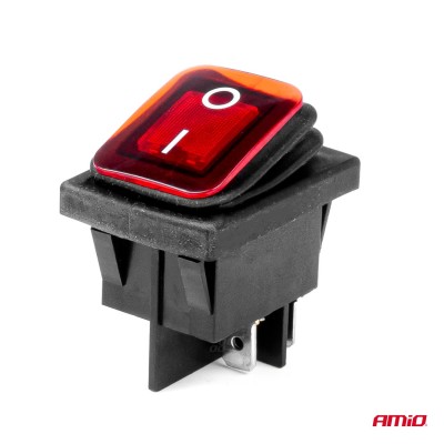 Interruptor Rectangular Rojo (Iluminado) 12/24V max 20A ON/OFF