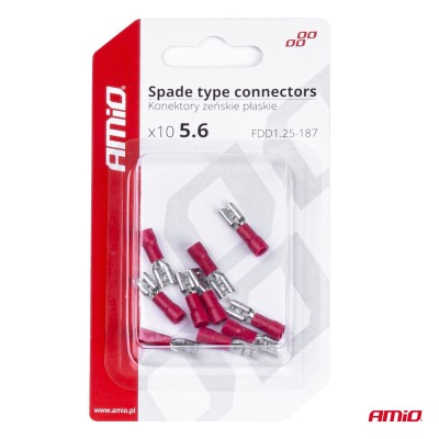 Terminal Plano Hembra Rojo 5.6mm 0.5-1.5mm2 10A 10 uds.