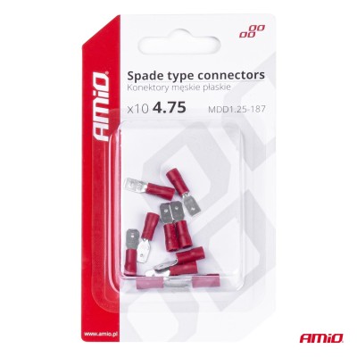 Terminal Plano Macho Rojo 5.6mm 0.5-1.5mm2 10A 10 uds.