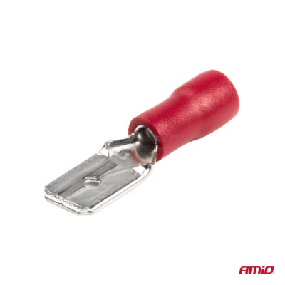 Terminal Plano Macho Rojo 6.3mm 0.5-1.5mm2 10A 10 uds.