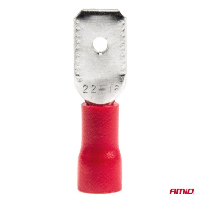 Terminal Plano Macho Rojo 6.3mm 0.5-1.5mm2 10A 10 uds.