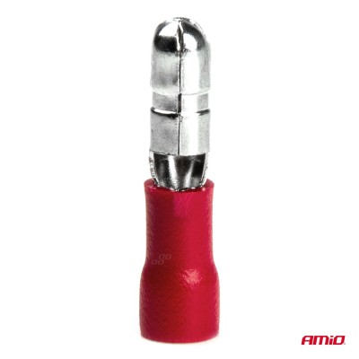 Terminal Redondo Macho Rojo 4mm 0.5-1.5mm2 10A 10 uds.