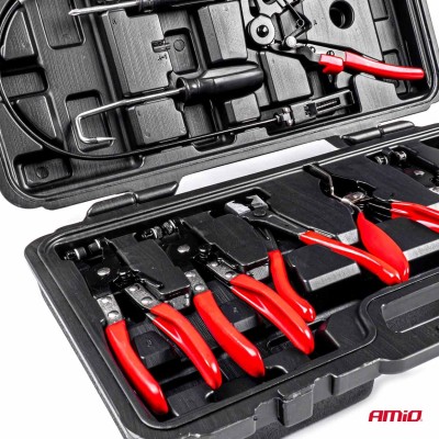 Juego de alicates para abrazaderas con maletín de 9 piezas
