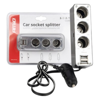 Conector Extensión mechero SOC3, 3+1 USB