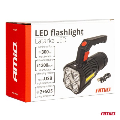 Linterna 4LED+COB, 18650mAh WT17