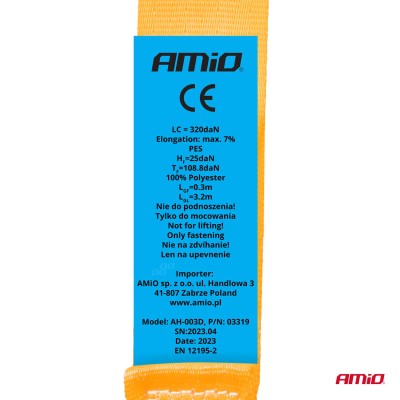 Cincha de amarre con trinquete 1000/500kg 38mm 4m J-TYPE