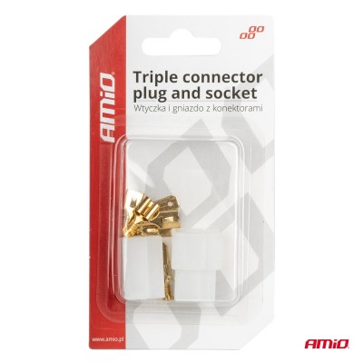 Conector rápido 3 vías con terminales macho/hembra AMIO-03513