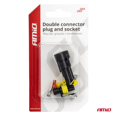 Conector estanco 2 vías con terminales macho/hembra AMIO-03518