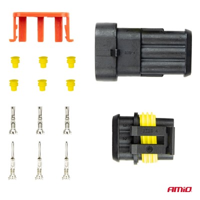Conector estanco 3 vias con terminales macho/hembra AMIO-03519