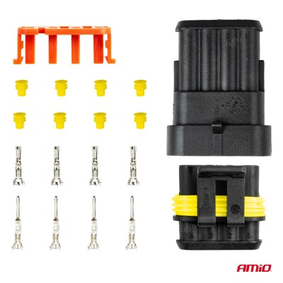 Conector estanco 4 vías con terminales macho/hembra AMIO-03520
