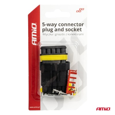 Conector estanco 5 vías con terminales macho/hembra AMIO-03521