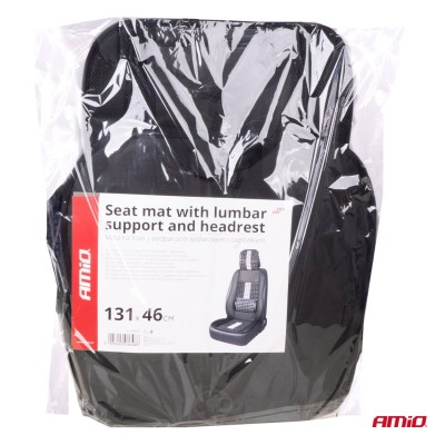 Respaldo asiento delantero soporte lumbar y apoyo de cabeza AMIO-03648 negro