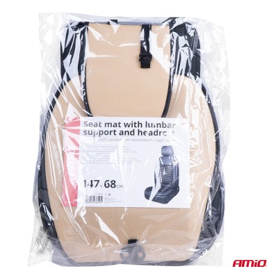 Respaldo asiento delantero soporte lumbar y apoyo de cabeza AMIO-03649 negro