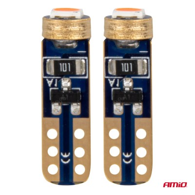 Bombillas LED T5 rojo CANBUS 12V 3030 1LED HP AMIO-03727