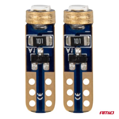 Bombillas LED T5 azul CANBUS 12V 3030 1LED HP AMIO-03728