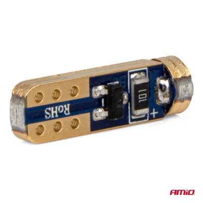 Bombillas LED T5 azul CANBUS 12V 3030 1LED HP AMIO-03728