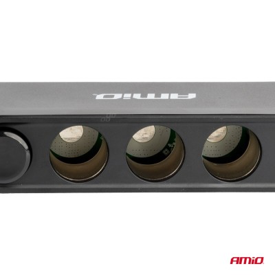 Duplicador de mechero triple con 3 USB, 1 USB C y voltímetro 12v / 24v.