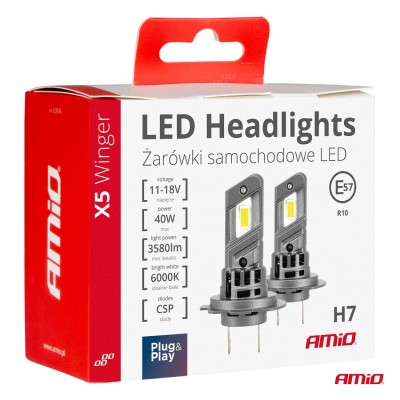 Kit lámparas LED H7 6000K máx. 40W X5-series WINGER  AMIO-03946