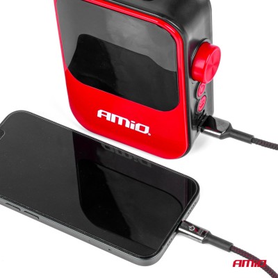 Compresor de aire con batería recargable y manómetro digital AMIO-03690