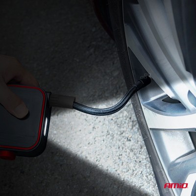 Compresor de aire con batería recargable y manómetro digital AMIO-03690