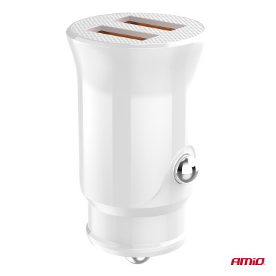 Cargador de mechero 2x USB-A 2.1A 12/24V AMiO-03872