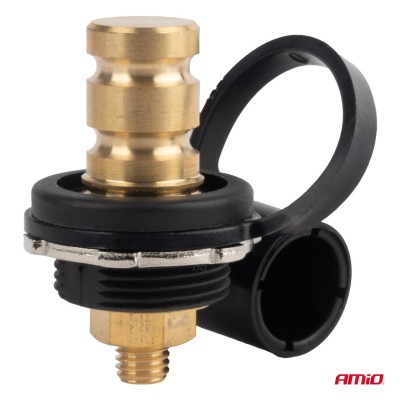 Conector alimentación batería negro con tapón 3/8 M10 12V 24V 48V 250A AMIO-03813