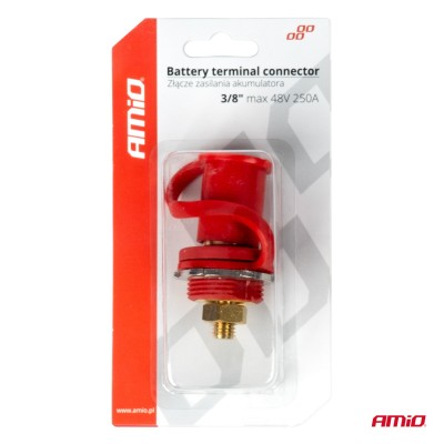 Conector de alimentación de batería rojo con tapa 3/8 M10 12V 24V 48V 250A AMIO-03814