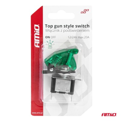 Interruptor estilo TOP GUN Verde (Iluminado) 12/24V 20A