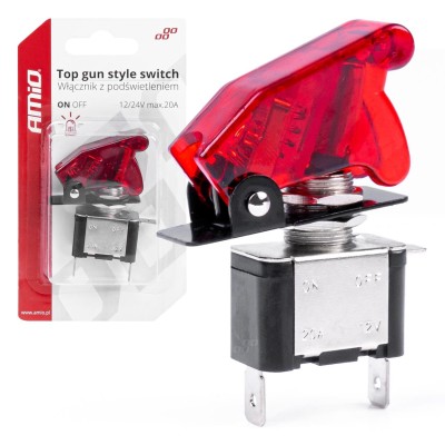 Interruptor estilo TOP GUN Rojo (Iluminado) 12/24V 20A