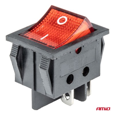 Interruptor rectangular rojo 12V/230V (iluminado) BU02