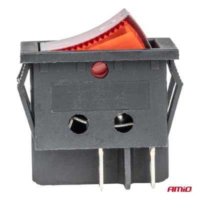 Interruptor rectangular rojo 12V/230V (iluminado) BU02