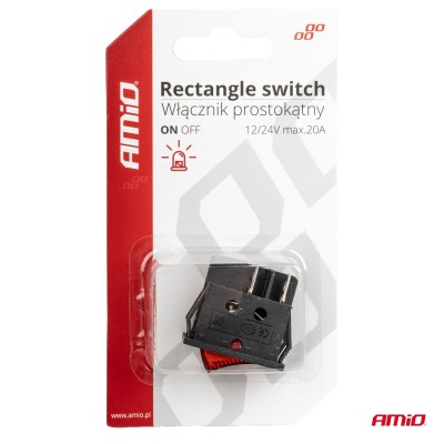 Interruptor rectangular rojo 12V/230V (iluminado) BU02