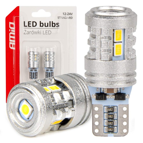 Bombillas LED T10 W5W blancas 12V/24V AMIO-03718