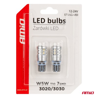 Bombillas LED T10 W5W blancas 12V/24V AMIO-03718