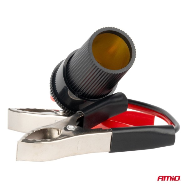 Adaptador pinzas de cocodrilo a toma de mechero 12V 24V 15cm AMIO-03803